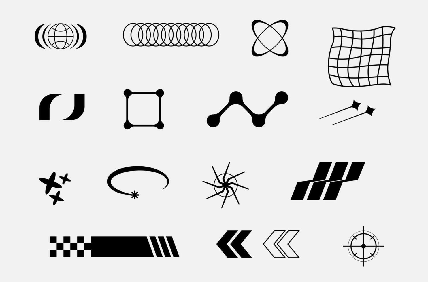 Collection of abstract streetwear graphic elements. vector
