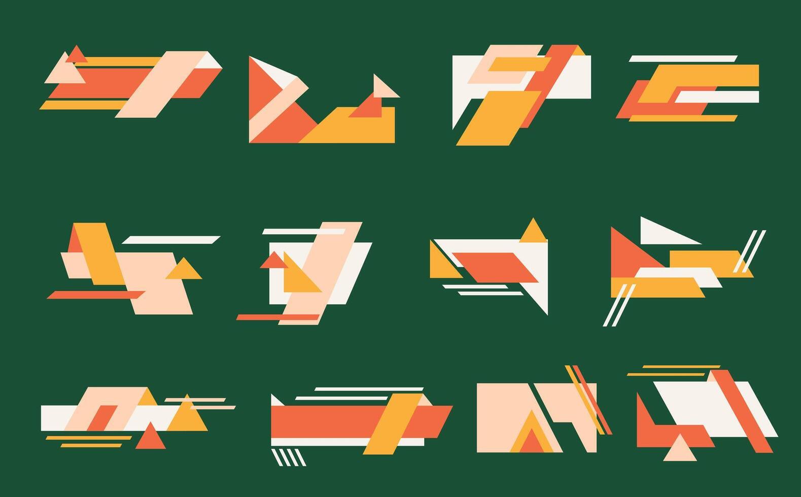 Geometric shape design elements in a vibrant color palette. vector