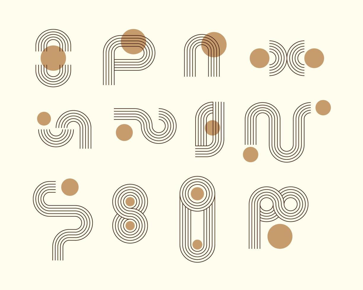 Geometric abstract shapes with flowing lines and accent circles. vector