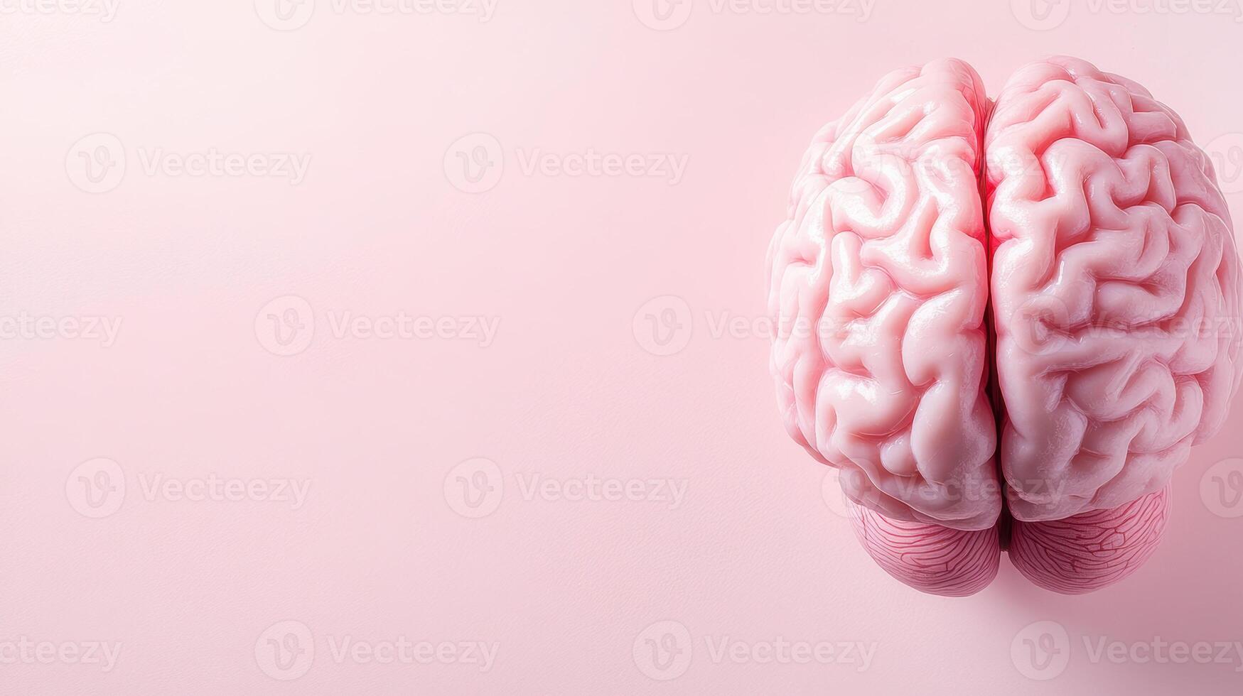 Pink brain model on pastel background, symbolizing mental health photo