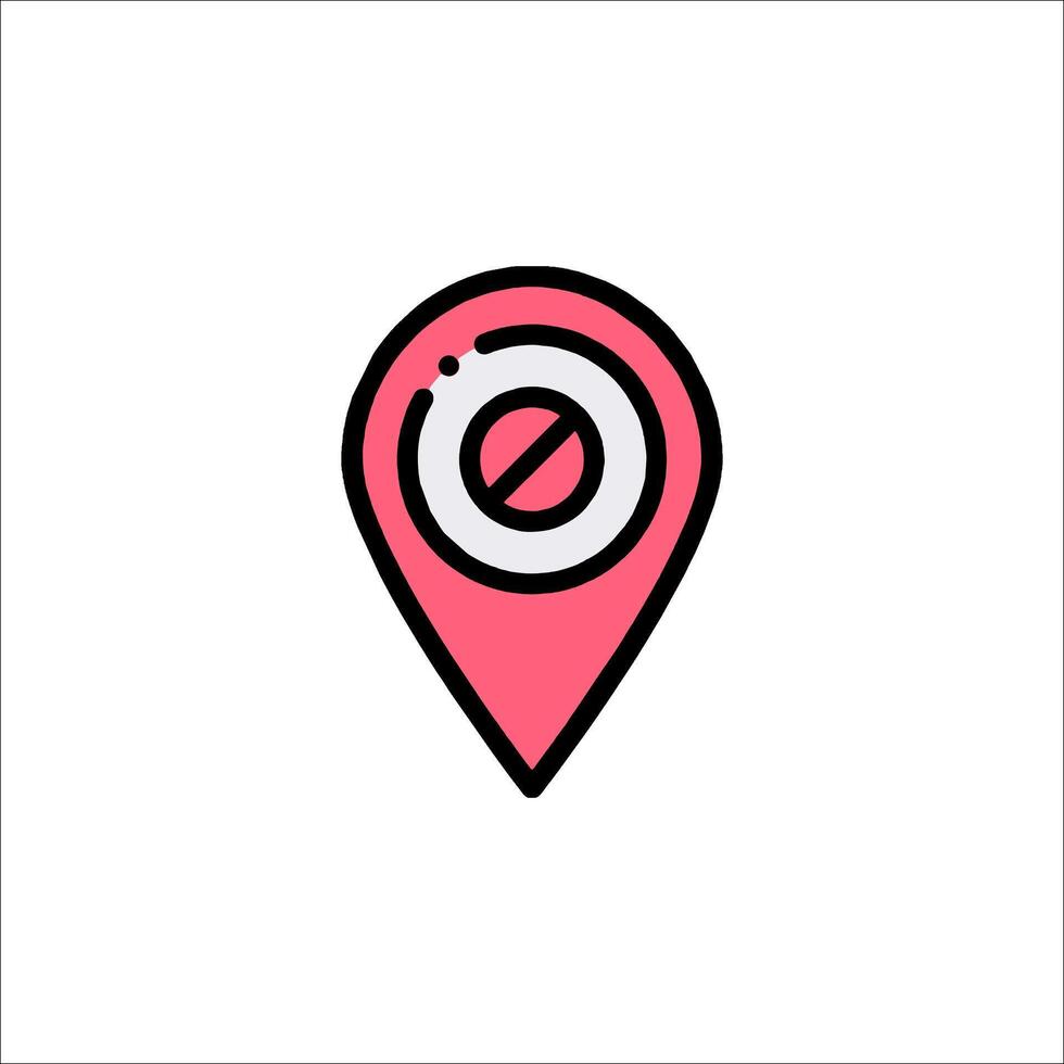 A pink pin with a no sign on it vector