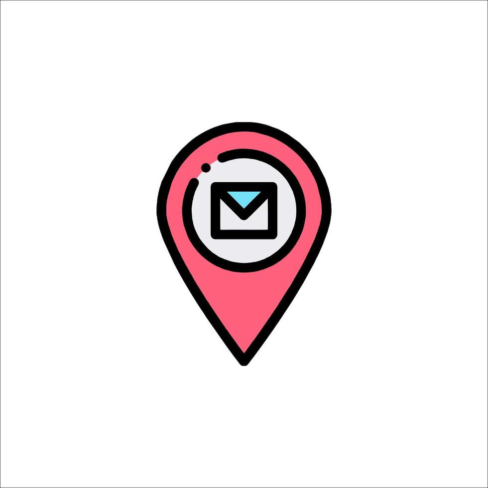 A pink pin with an envelope icon vector