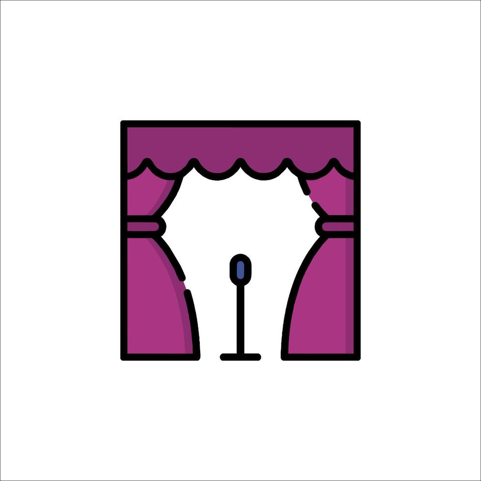 A purple curtain with a microphone and a microphone vector
