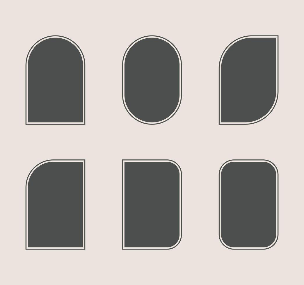 Aesthetic trendy boho style frames graphic elements design. vector