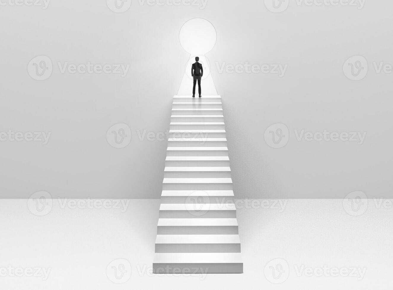 Businessman standing on the keyhole door. concept ambition and successful business1 photo