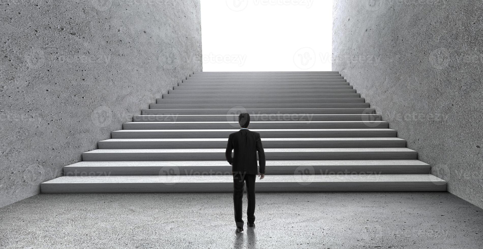 businessman walking up stairs. concept ambition and successful business photo