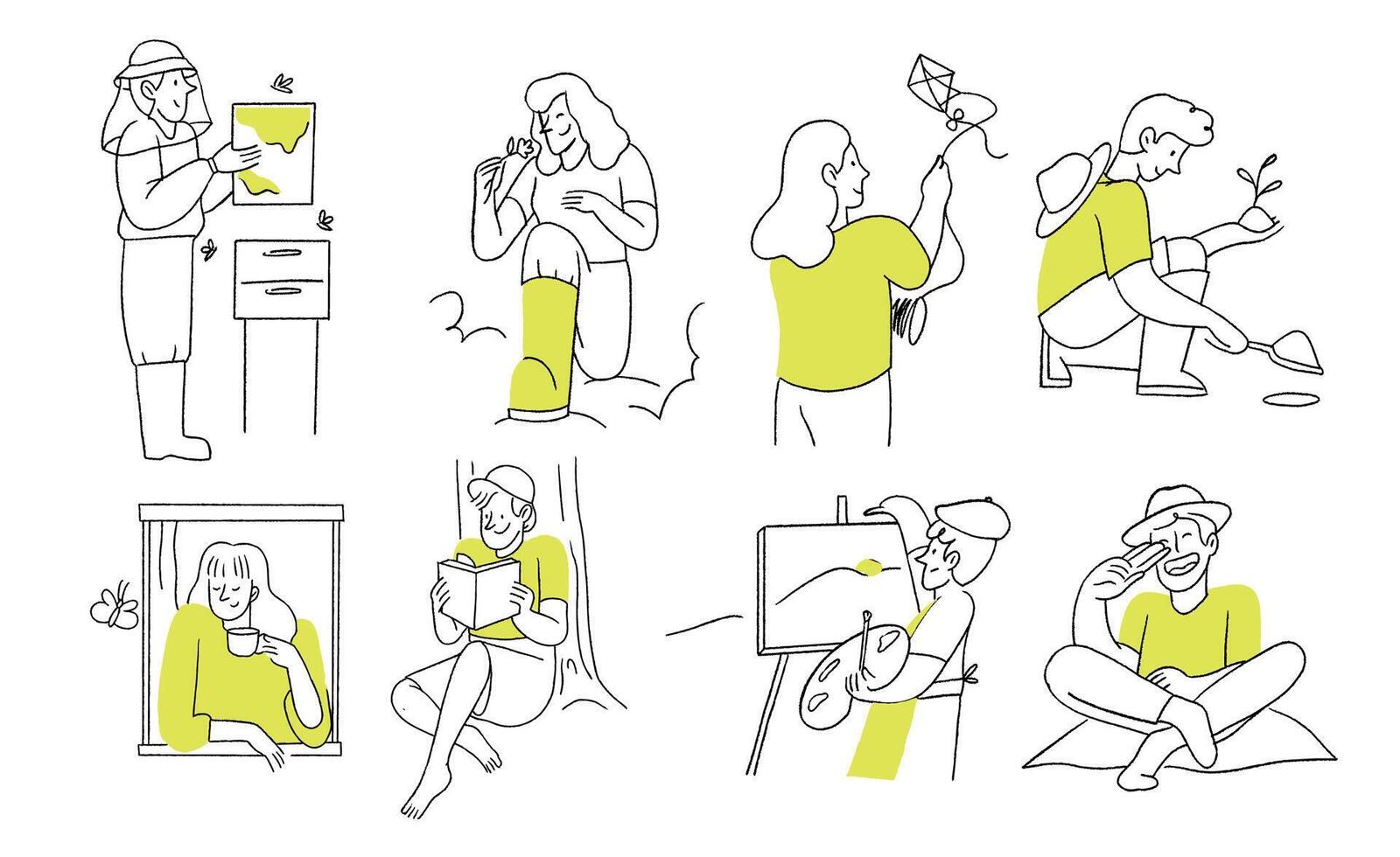Illustration of people doing different activities vector