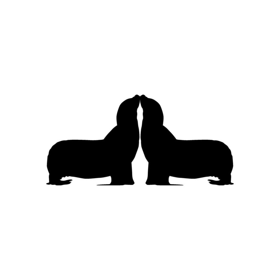 Pinnipeds or Seals Pair Silhouette , can use for Logo, Pictogram, Aquatic Animal, Poster, etc vector