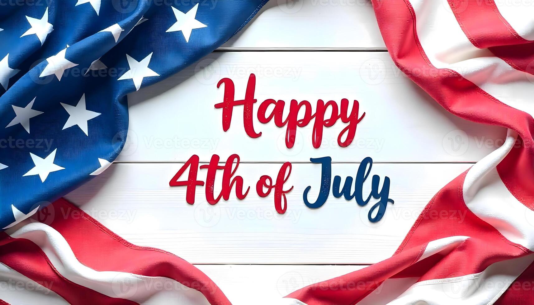 Happy 4th of July, A Tribute to Freedom on a Rustic Wooden Canvas photo