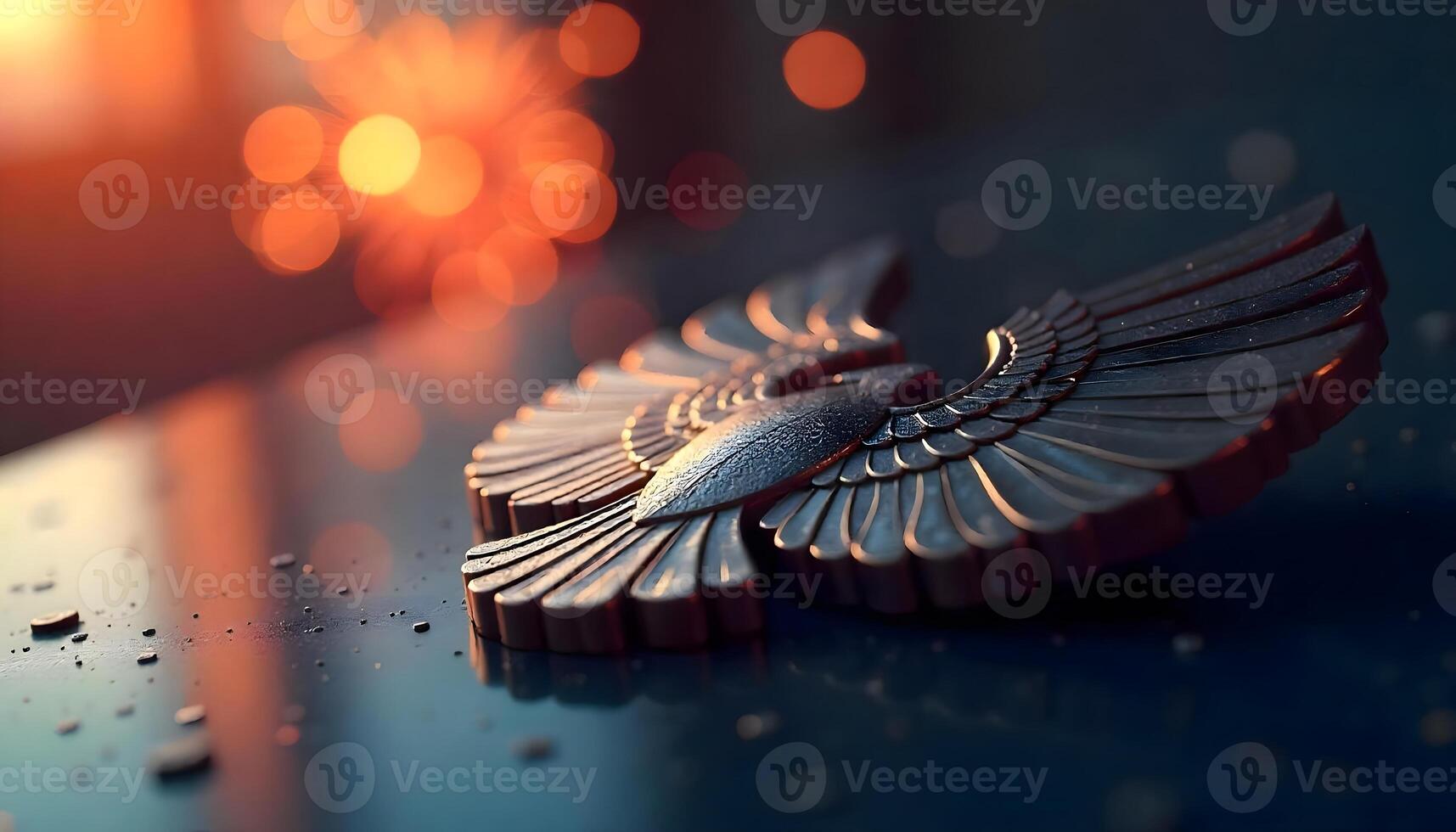 Wings of Radiance, A Metallic Bird Emblem With Golden Sparks Illuminating Its Sleek Design photo