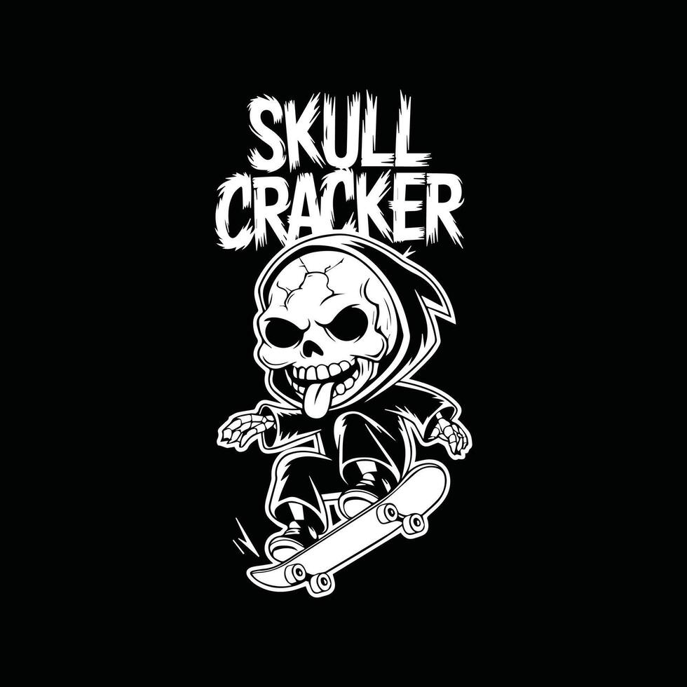 skateboarder skull cracker logo vector