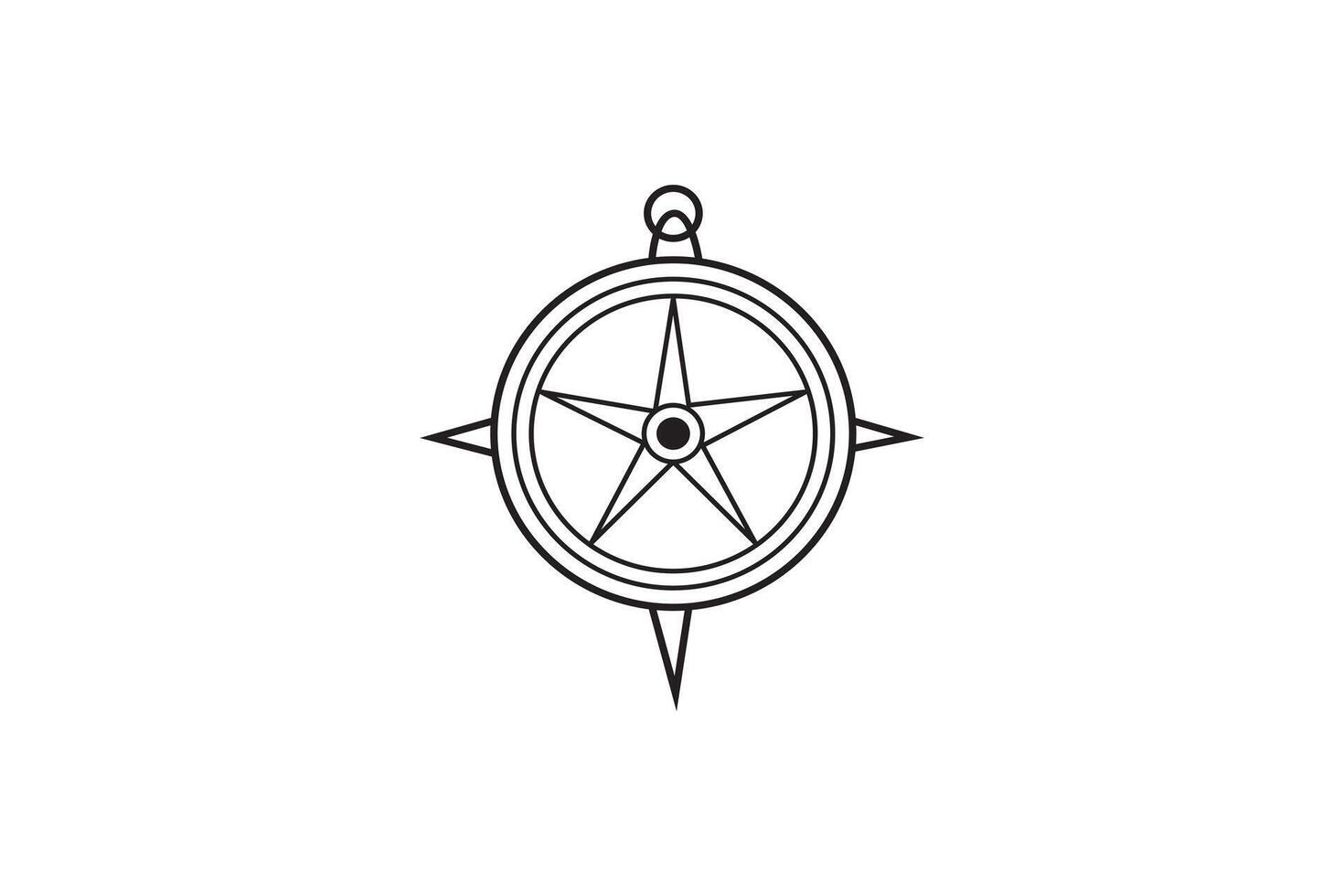 minimalist line art compass rose for navigation and direction icon design vector