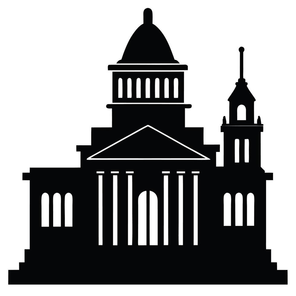 Capitol building Simple illustration of Capitol building icon for web a black and white silhouette of a church vector