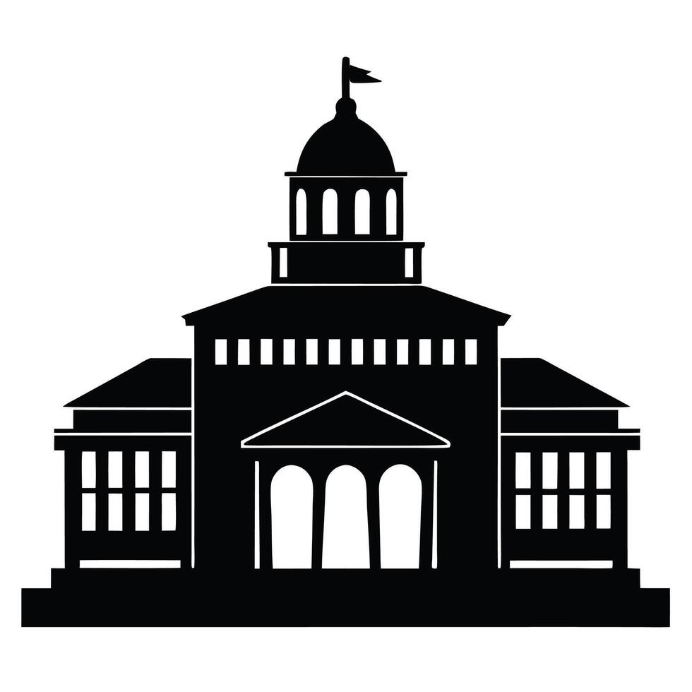 a black and white silhouette of a building with a dome vector