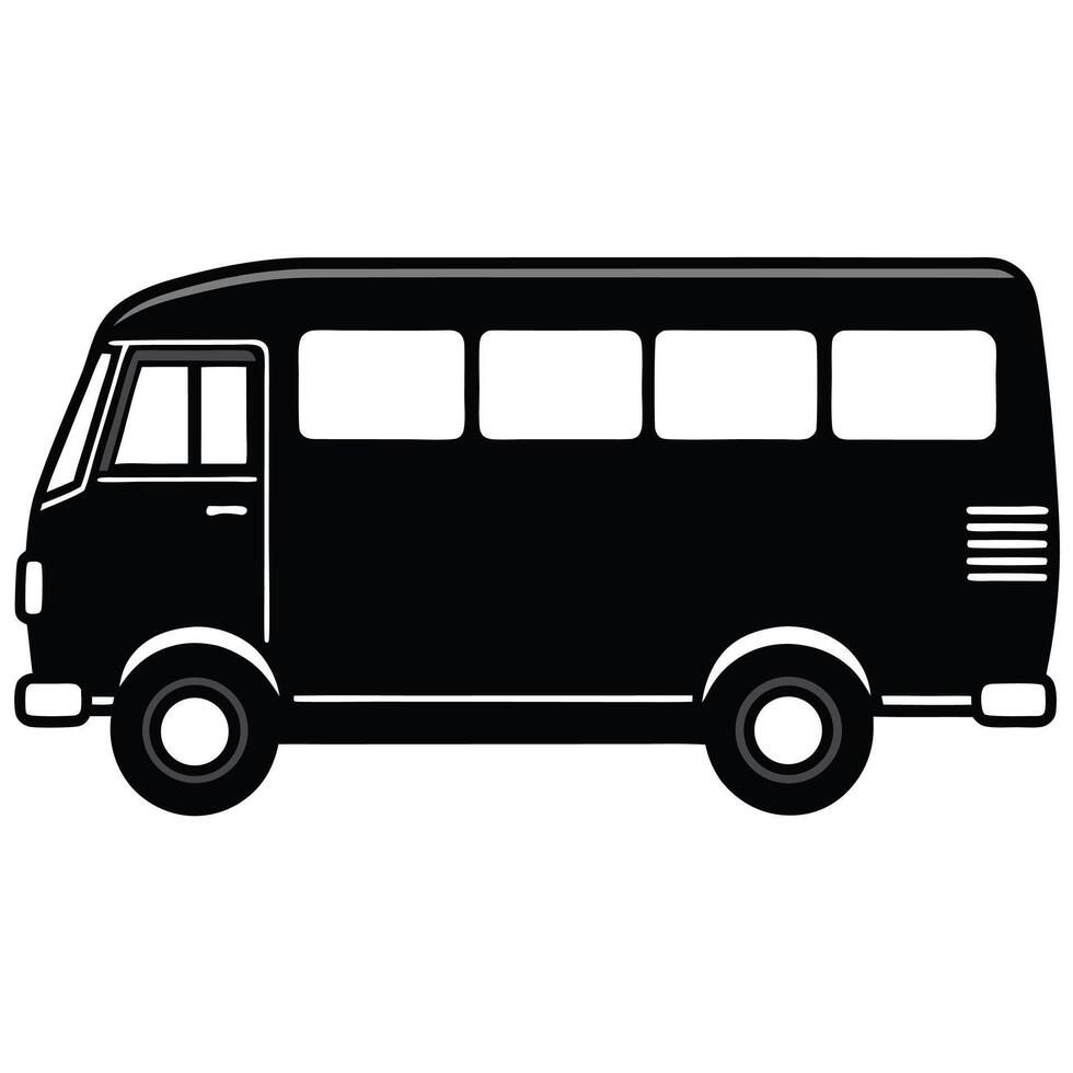 a black and white bus icon on a white background vector