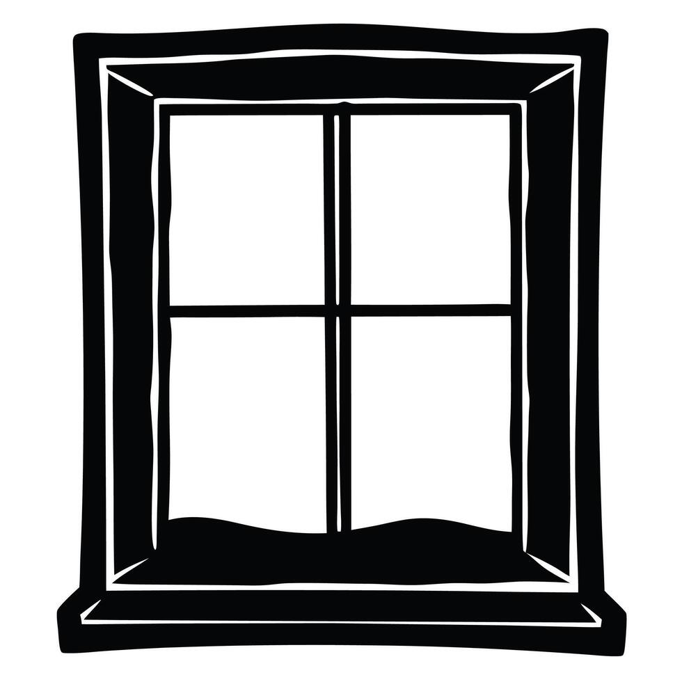 window a black and white vector