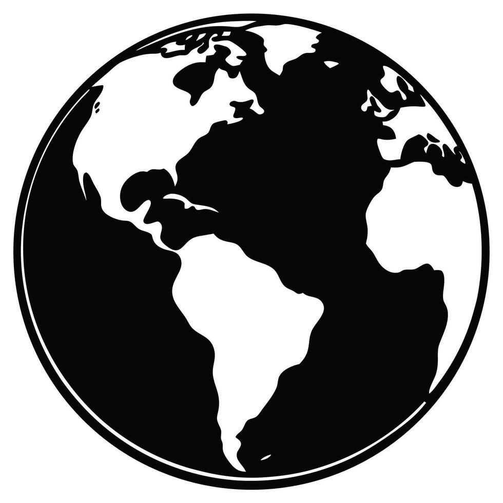 World map drawing, world silhouette white background illustration vector