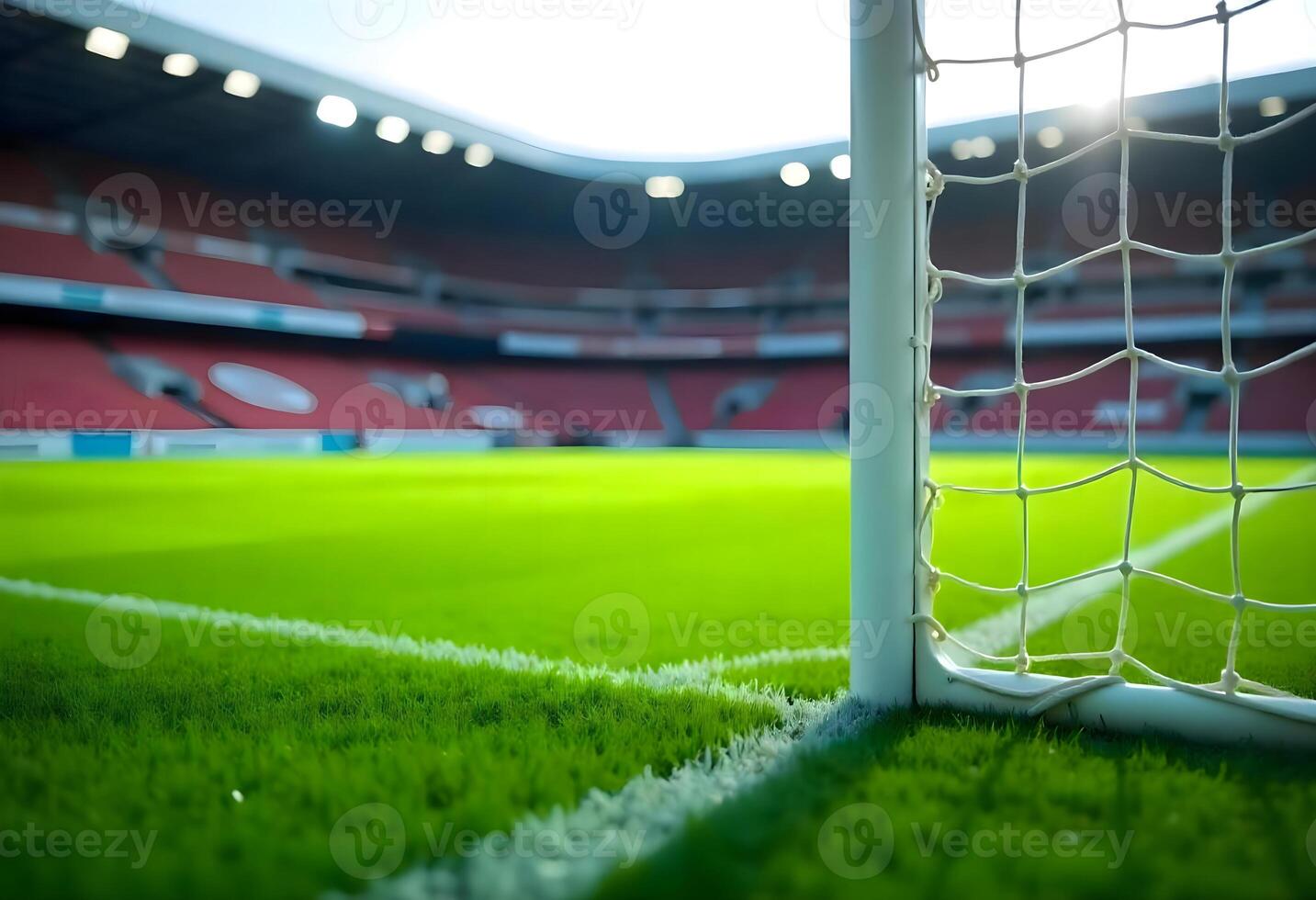 Closeup shot of Goalpost Focus, Capturing the Thrill of a Live Soccer Match photo