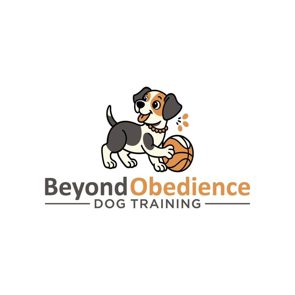 logo dog playing ball vector