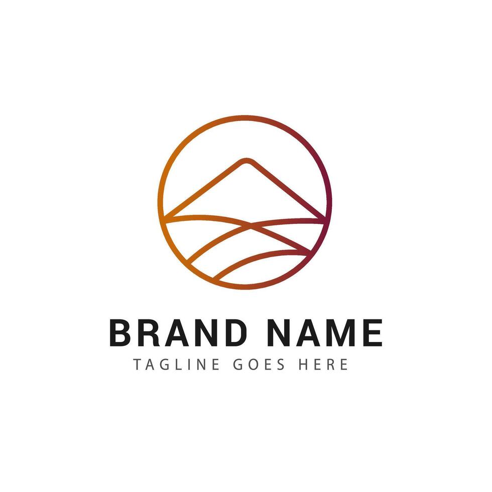 Mountain Logo in a circle shape vector
