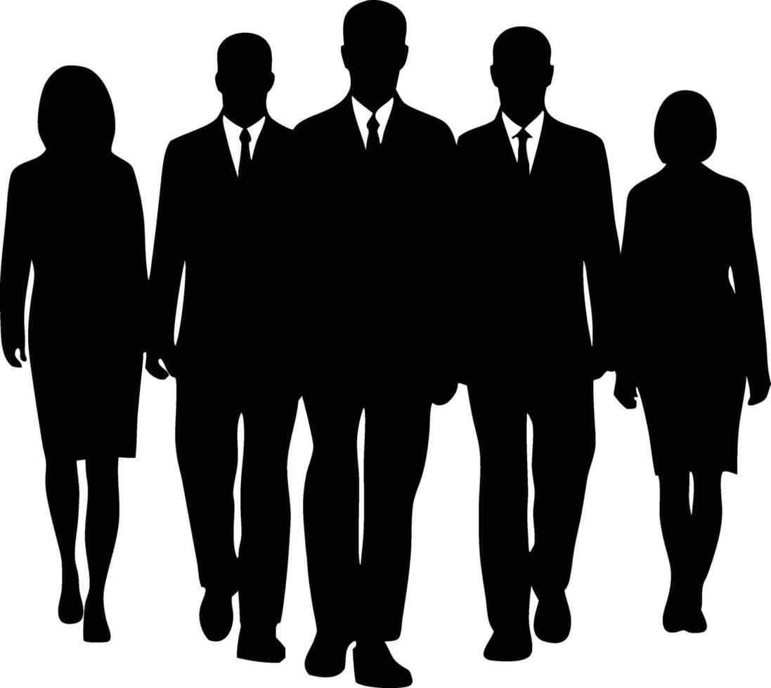 Business Professional Silhouettes Walking Forward Minimalist Corporate Team vector