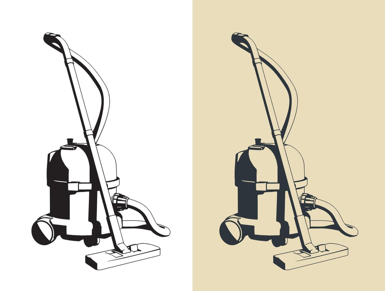 Professional vacuum cleaner stylized illustrations vector