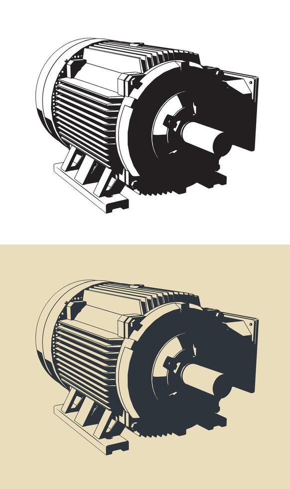 Electric motor illustrations vector