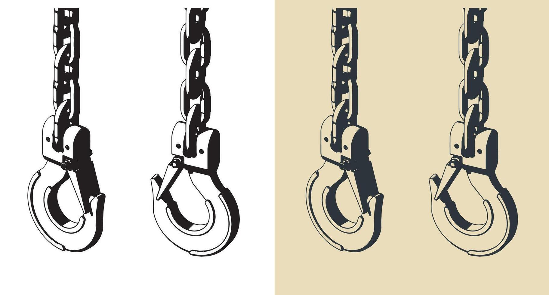 Lifting hook and chains close up vector