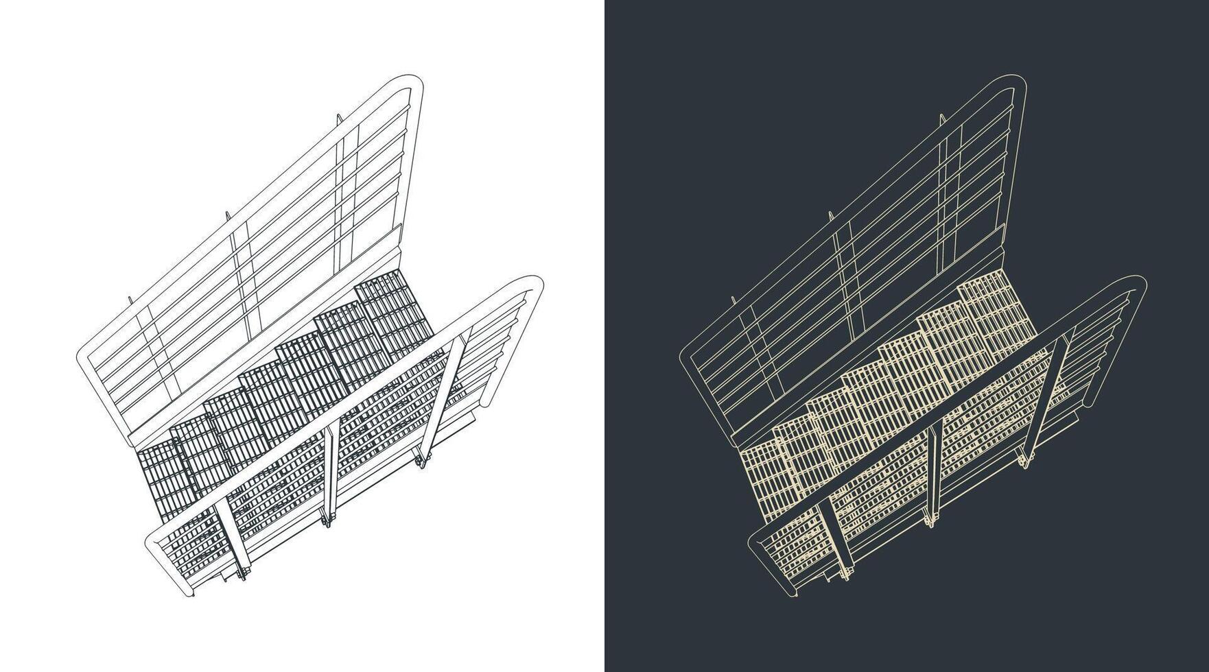 Metal industrial staircase vector