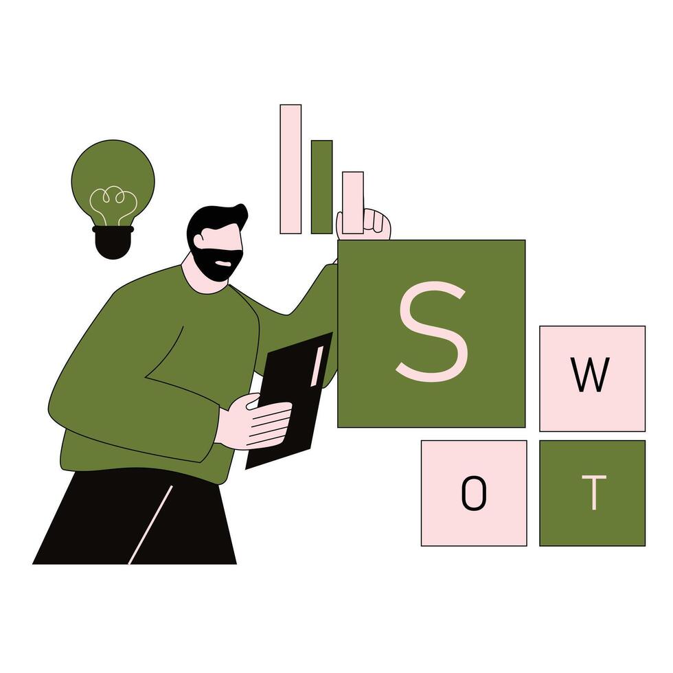 SWOT Business strategy analysis planning management vector