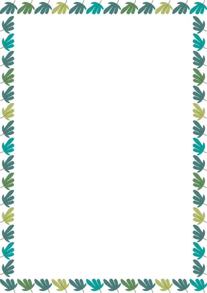 Border frame template with leaf elements decoration. Rectangle easter border with empty space for your text vector