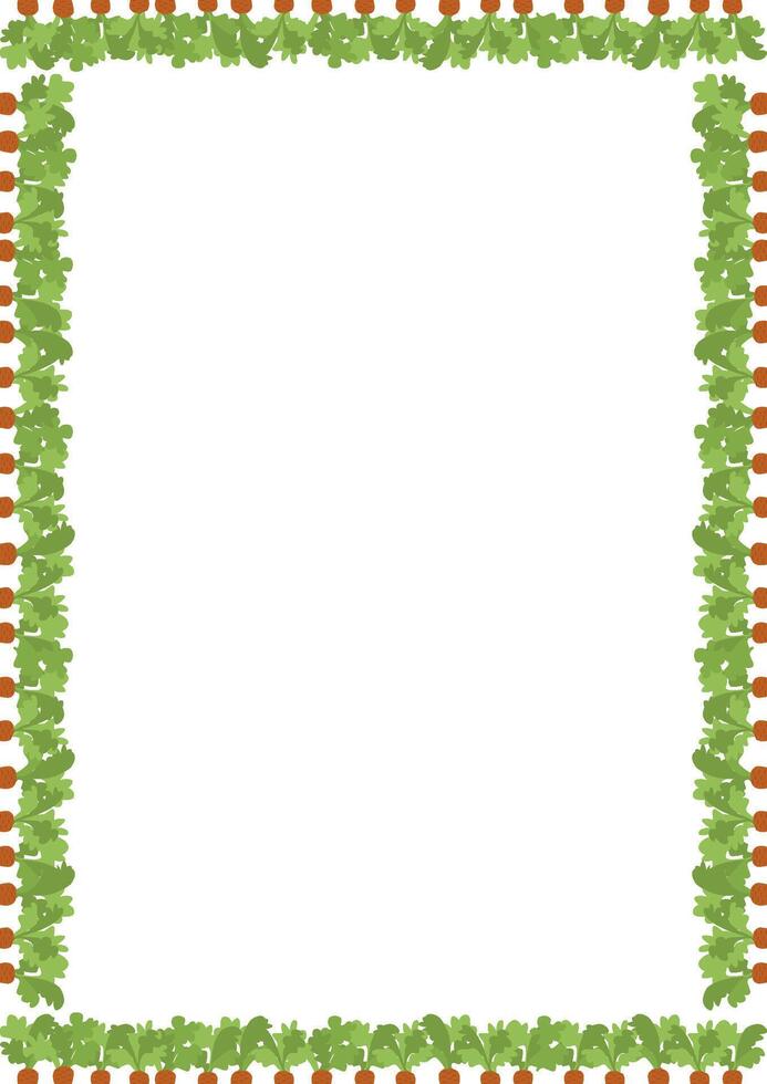 Carrots harvesting frame. Hello autumn, thanksgiving decoration. Frame with empty space for your text vector