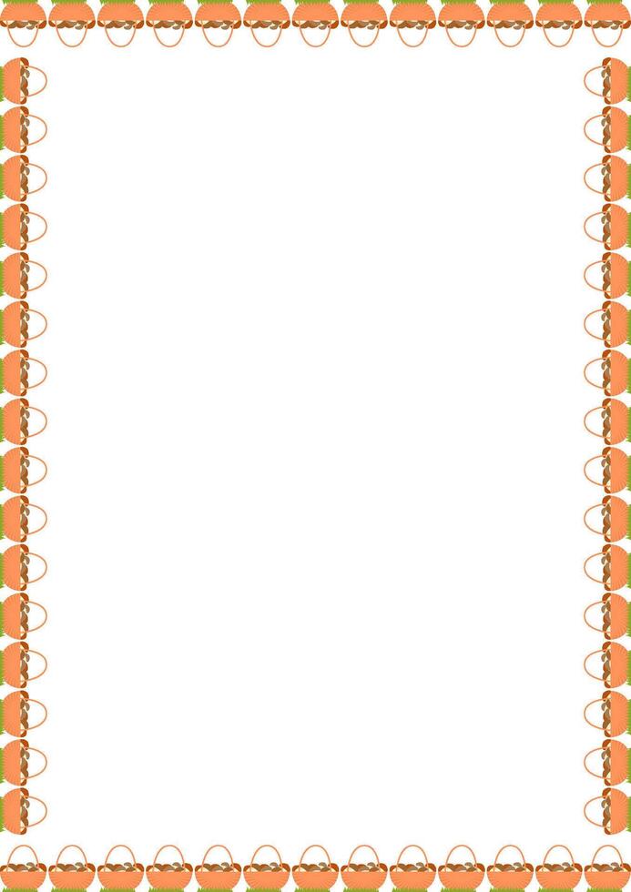 Mushrooms in the basket frame. Hello autumn, thanksgiving decoration vector