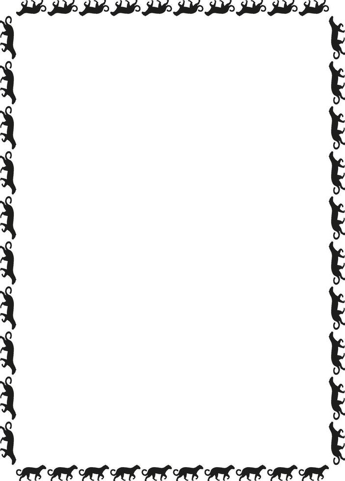 Wild cat silhouette border silhouette border. Big cat banner with wild animal on white background vector