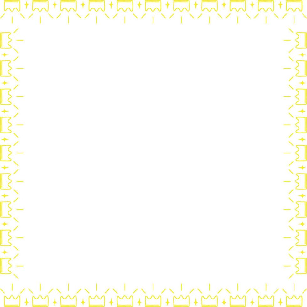 Baby shower frame. Crown doodle childish template. Rectangle border with empty space for your text vector