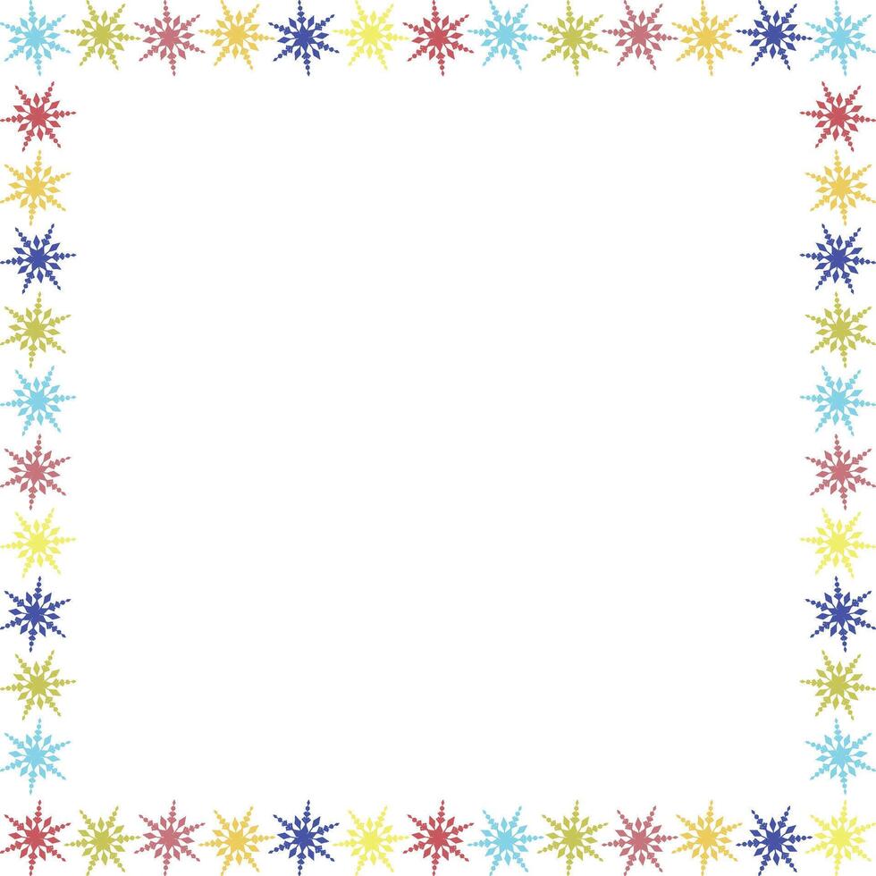Snowflakes frame. Christmas snowflake on white background border with empty space for your text vector
