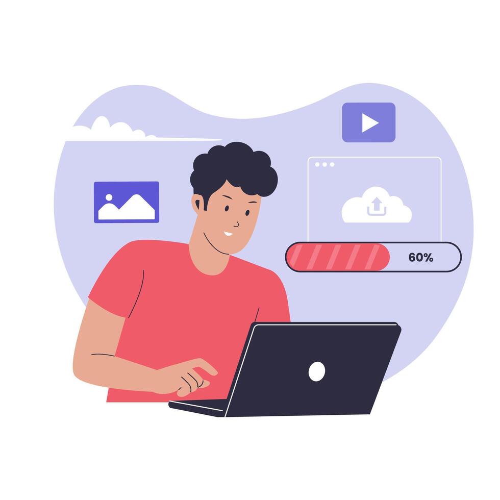 Upload Progress Illustration Showing Data Transfer in Process vector
