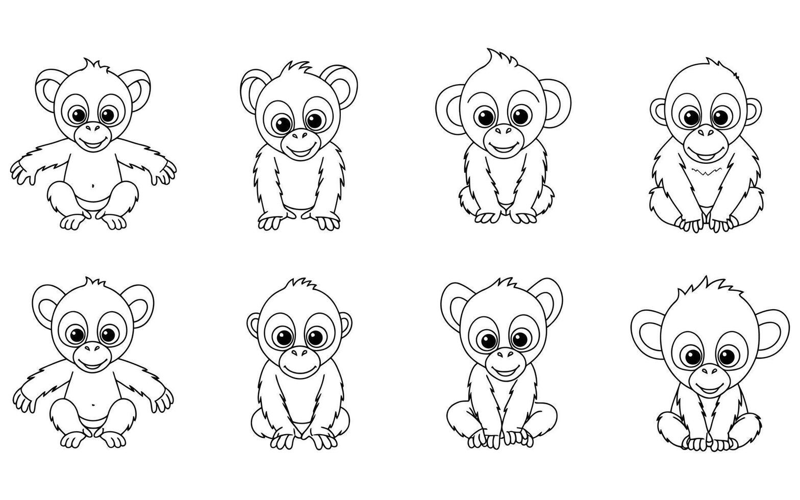 Playful Monkey Clipart Perfect for Kids' Coloring Pages and Fun Creative Projects vector