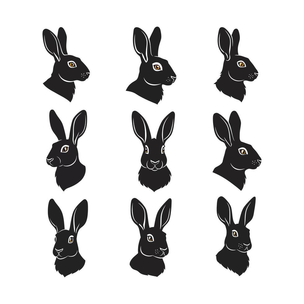 Elegant Black Rabbit Silhouettes A Perfect Blend of Minimalist and Modern Art vector