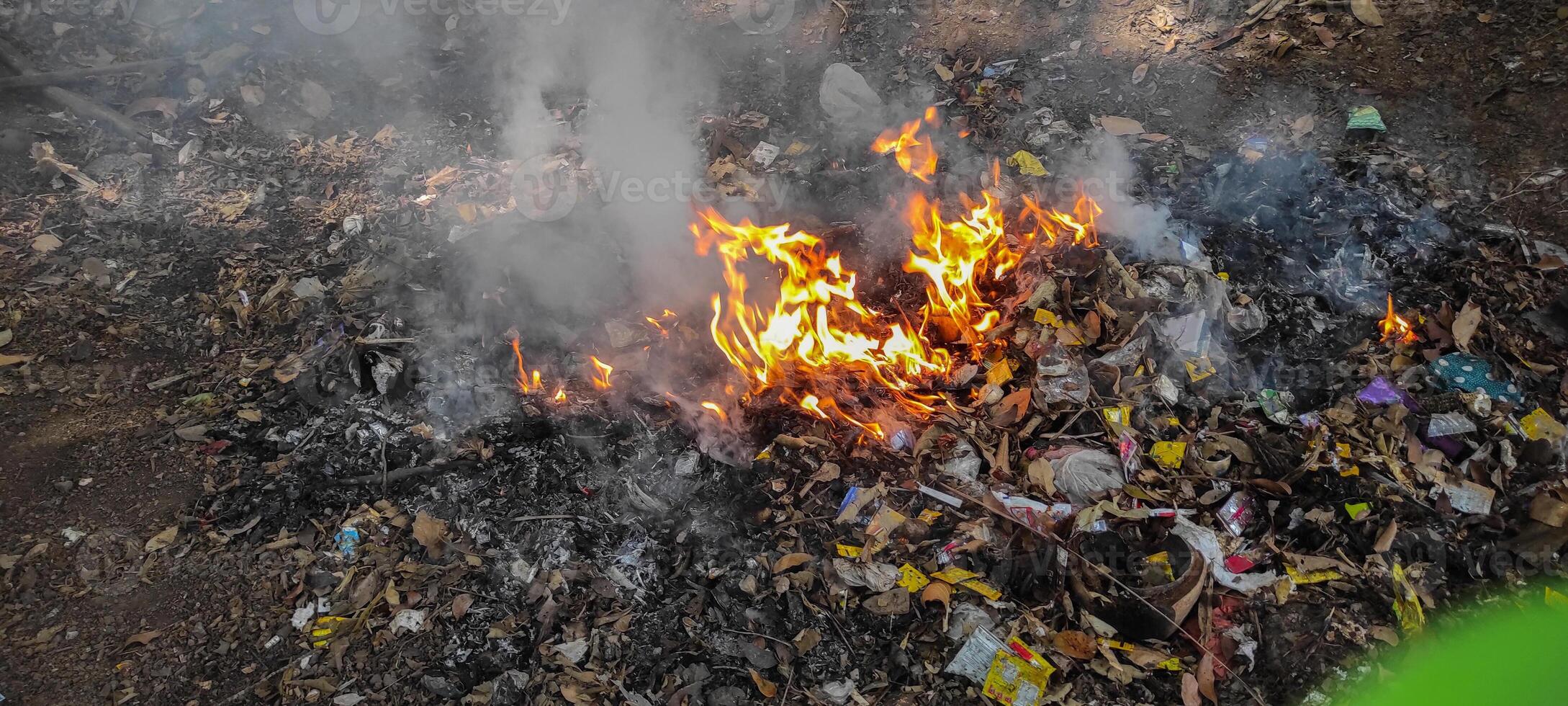 Environmental Impact of Waste Burning Hazardous Fires from Garbage photo