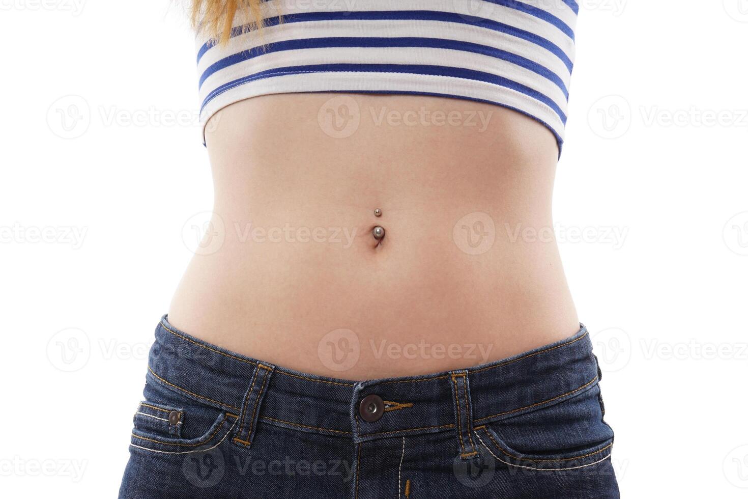 woman with belly button piercing photo