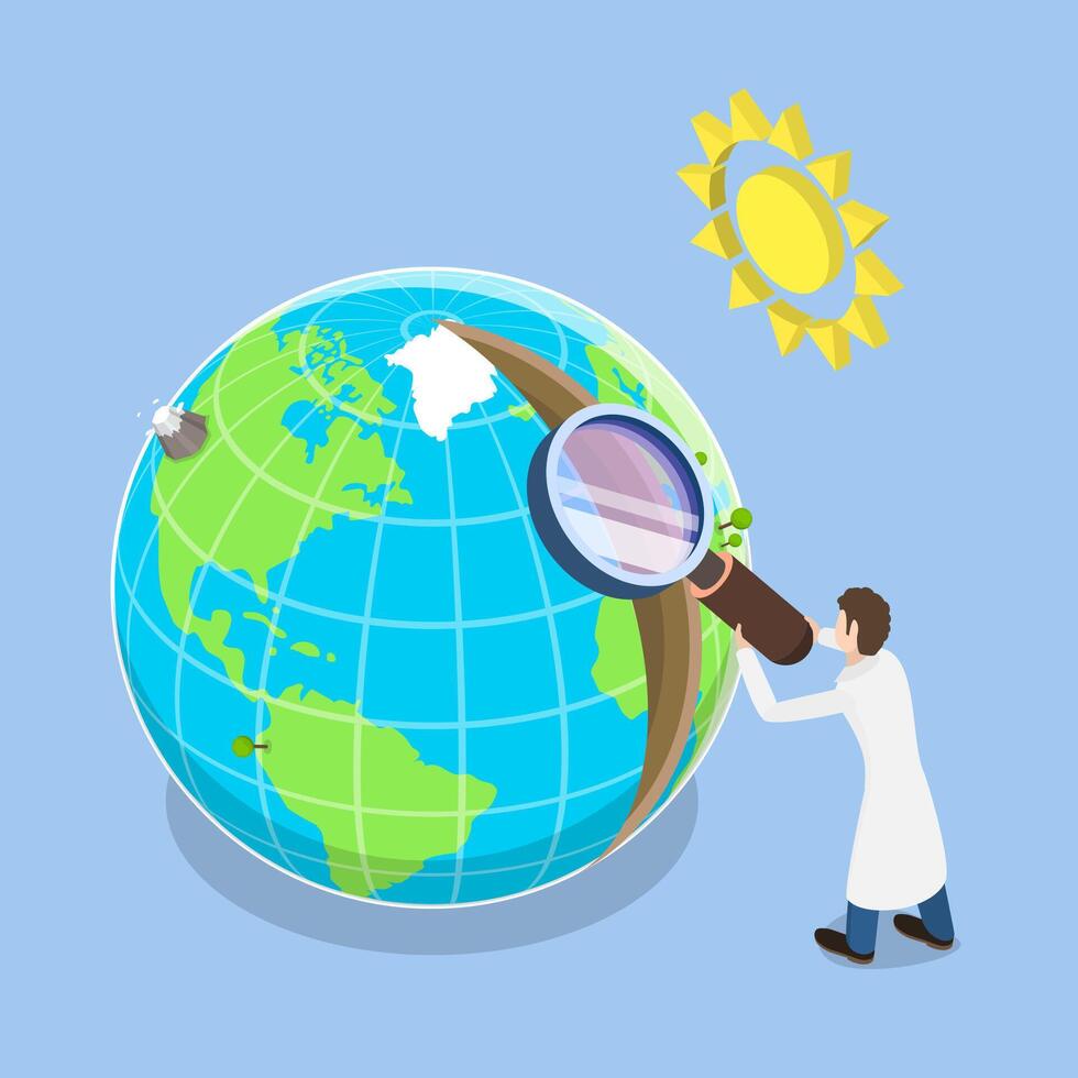 3D Isometric Flat Illustration of Earth Layers, Planet Geology vector