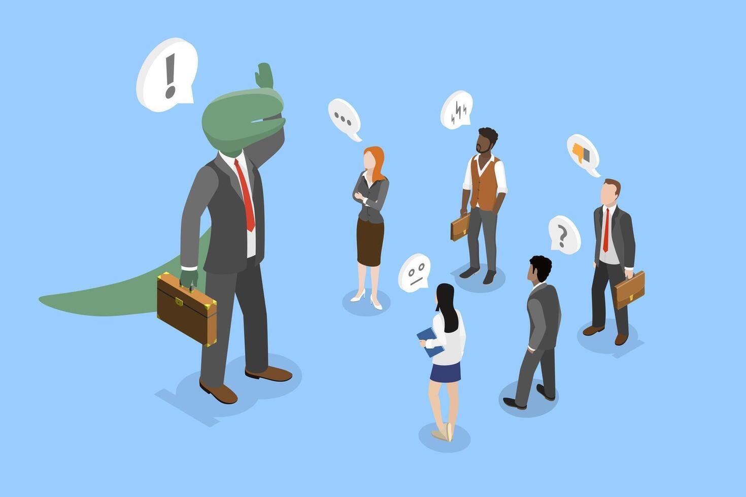 3D Isometric Flat Illustration of Outdated Boss , Arrogance or Bossy Manager vector