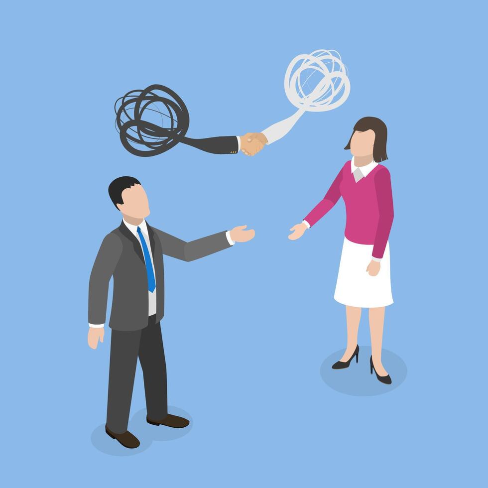 3D Isometric Flat Illustration of Respect Different Opinion, Understanding and Acceptance vector