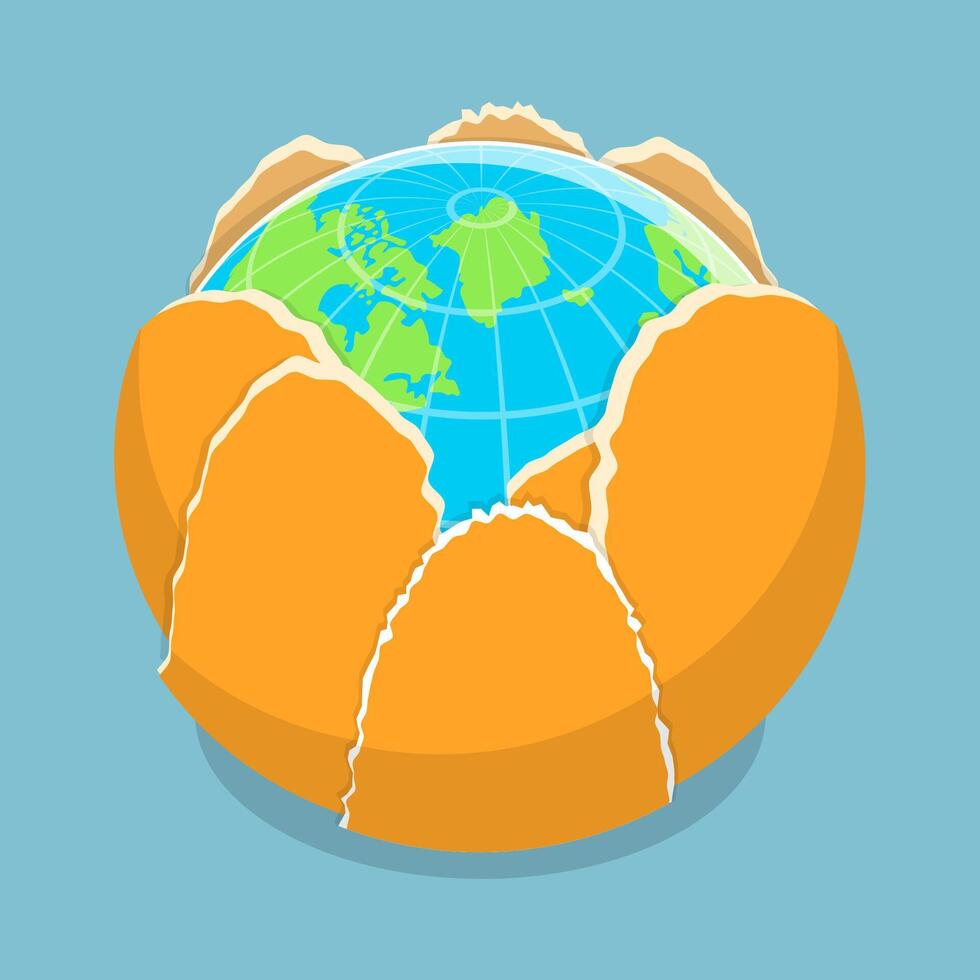 3D Isometric Flat Illustration of Ecology And Sustainable Environment, Save the Planet vector