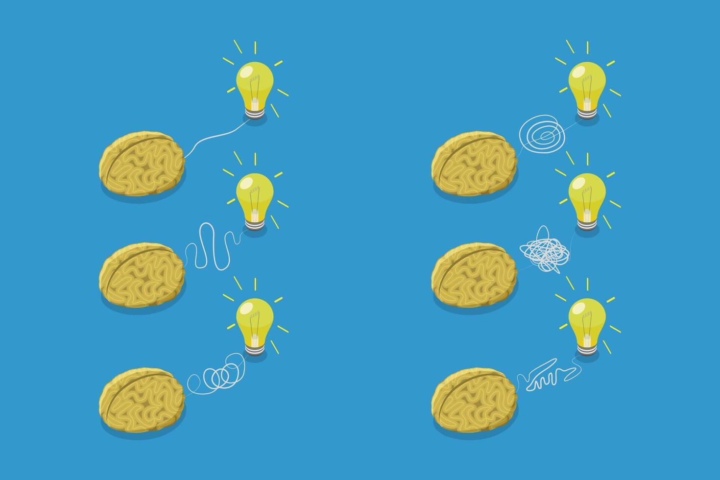 3D Isometric Flat Set of Thinking Process, Psychology Problems Solving vector