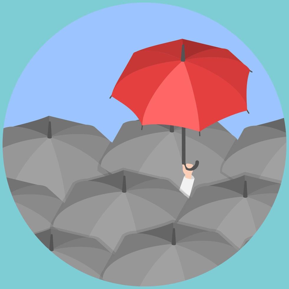 3D Isometric Flat Illustration of Uniqueness And Individuality, Standing Out From a Crowd vector