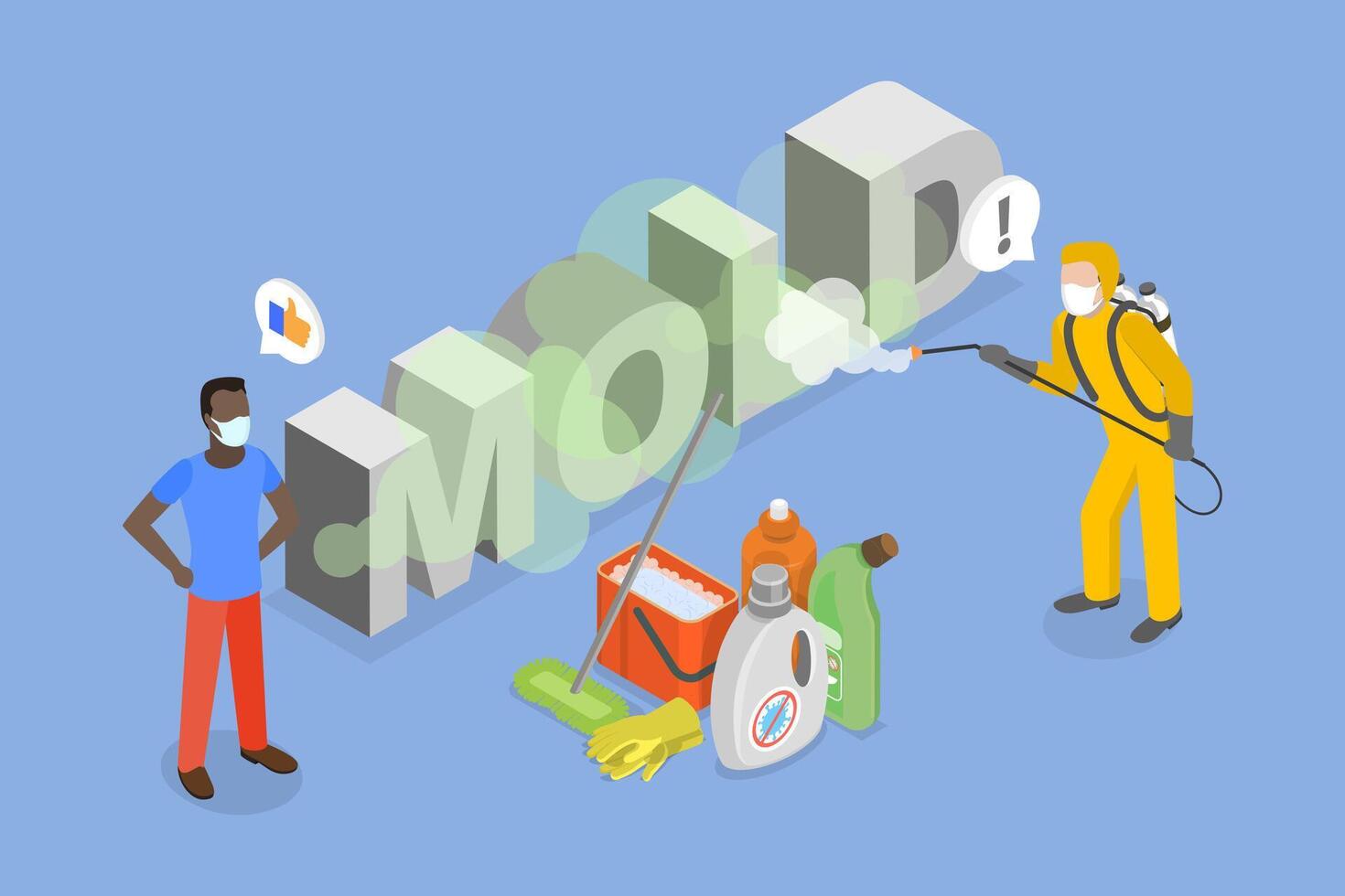3D Isometric Flat Illustration of Professional Disinfector, Mold Removal Service vector