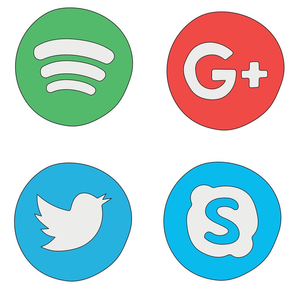 Simple Social Media Clipart Doodles vector