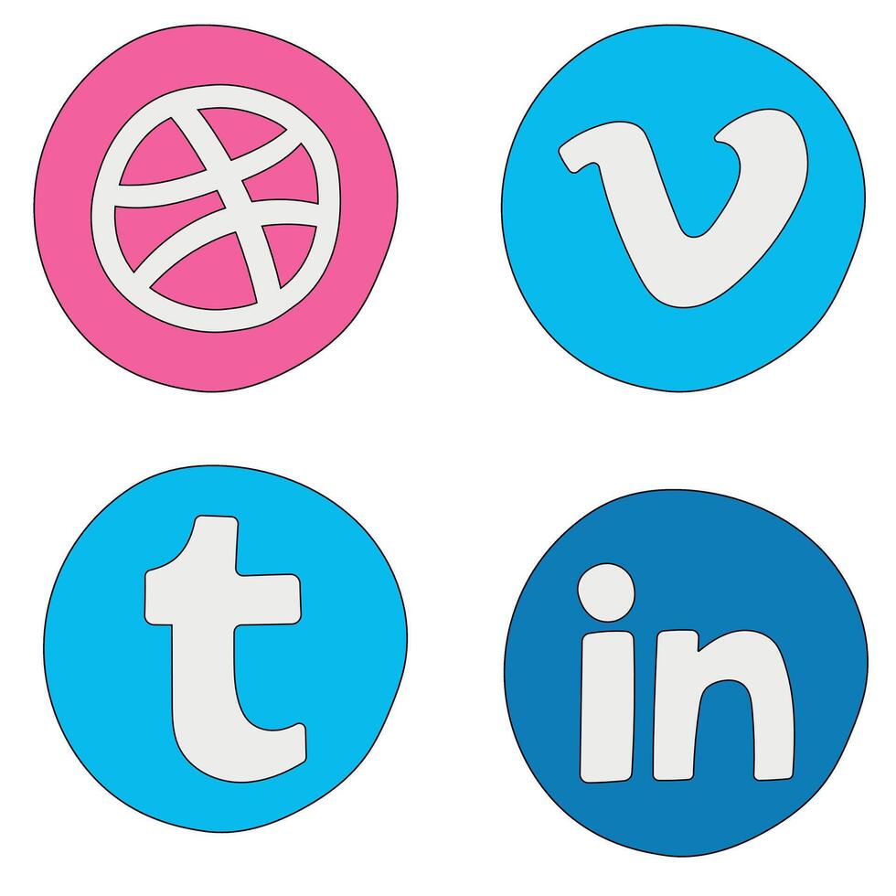 Doodle Social Media Illustrations vector